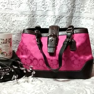 💕Coach🤎 purse tote, medium, pink brown leather